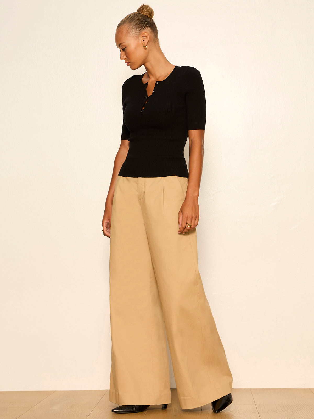 REESE WIDE LEG TROUSER KHAKI | Sanctuary Clothing