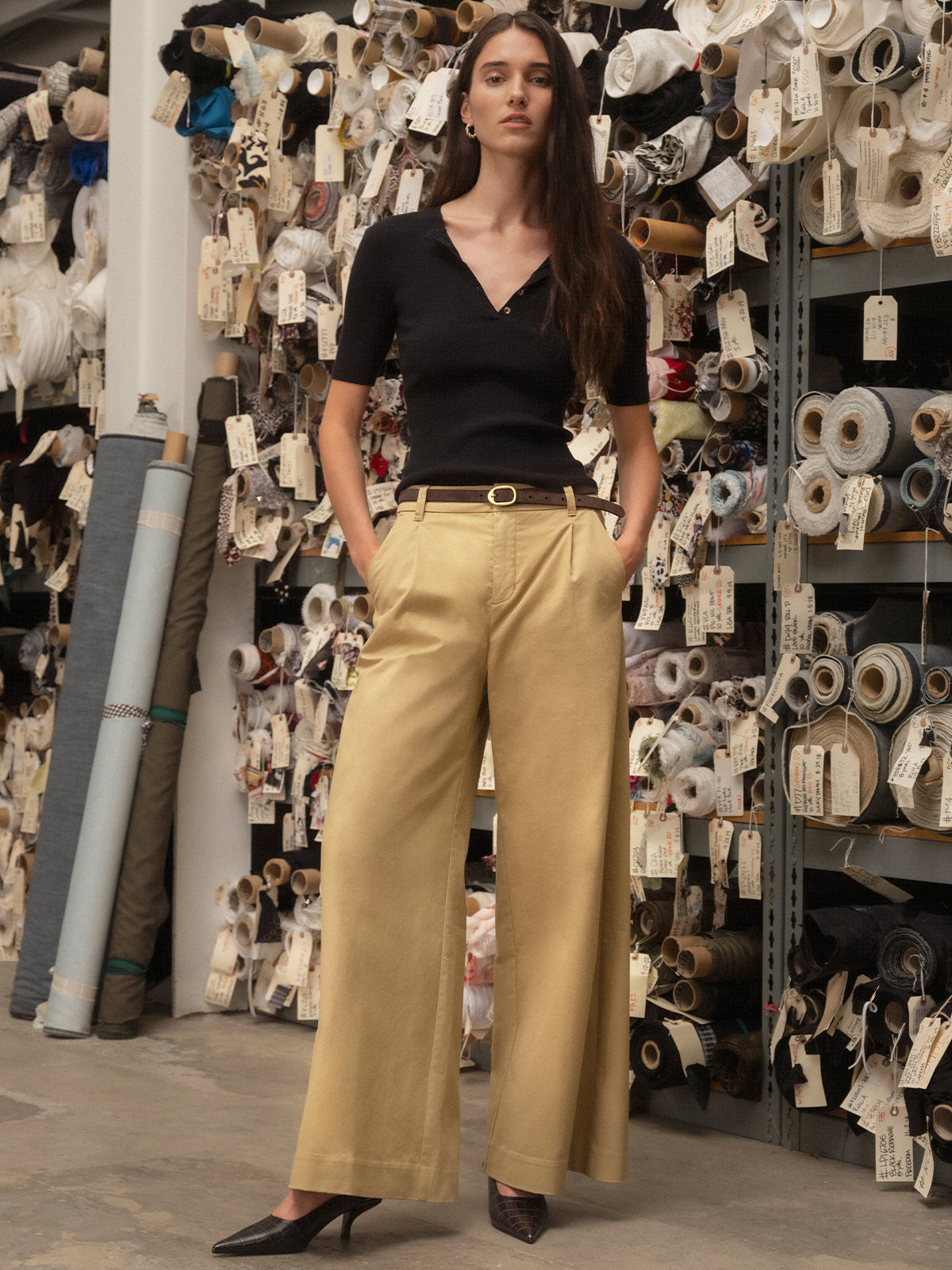 REESE WIDE LEG TROUSER KHAKI | Sanctuary Clothing