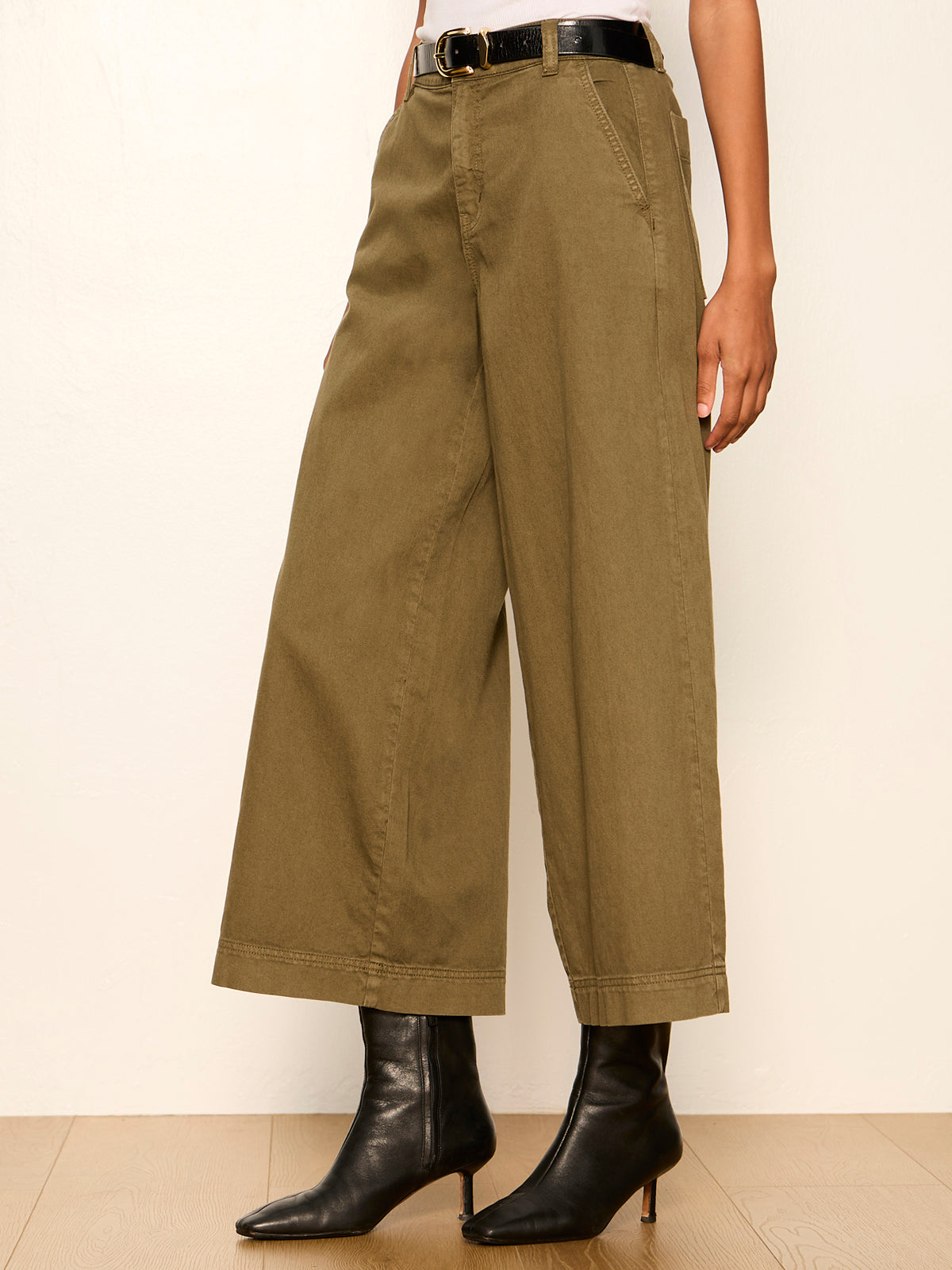 ELOISE ULTRA WIDE LEG CROP BURNT OLIVE | Sanctuary Clothing