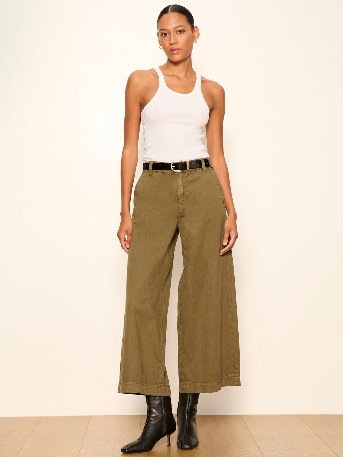 ELOISE ULTRA WIDE LEG CROP BURNT OLIVE | Sanctuary Clothing