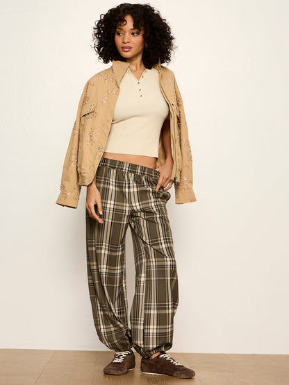 Micro Balloon Pant Linden Plaid | Sanctuary Clothing