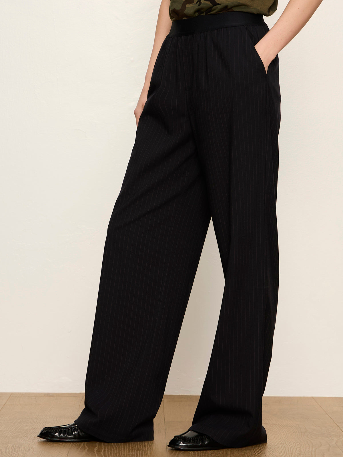 Uplift Pull On Trouser Navy Pinstripe | Sanctuary Clothing