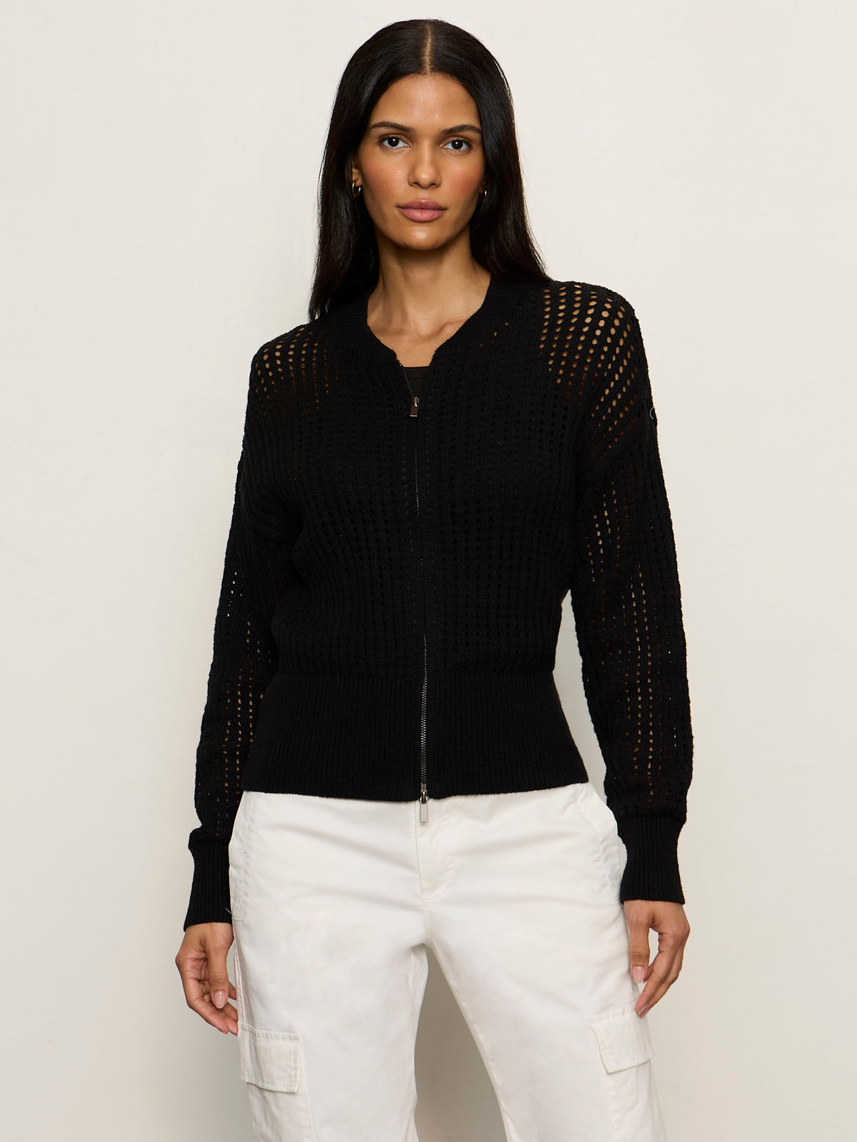 LAGUNA OPENWORK BOMBER BLACK | Sanctuary Clothing