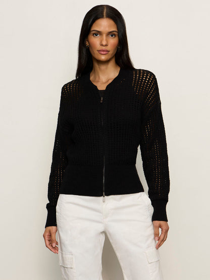 LAGUNA OPENWORK BOMBER BLACK | Sanctuary Clothing
