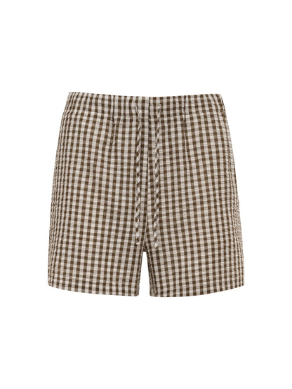 EASY GINGHAM SHORTS TIMBER/COLLAGEN GINGHAM | Sanctuary Clothing