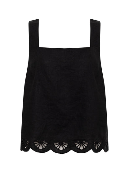 ALMOST THERE LINEN TOP BLACK | Sanctuary Clothing
