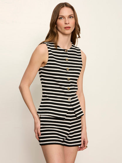 Nothing Extra Knit Vest Black/Chalk Stripe | Sanctuary Clothing