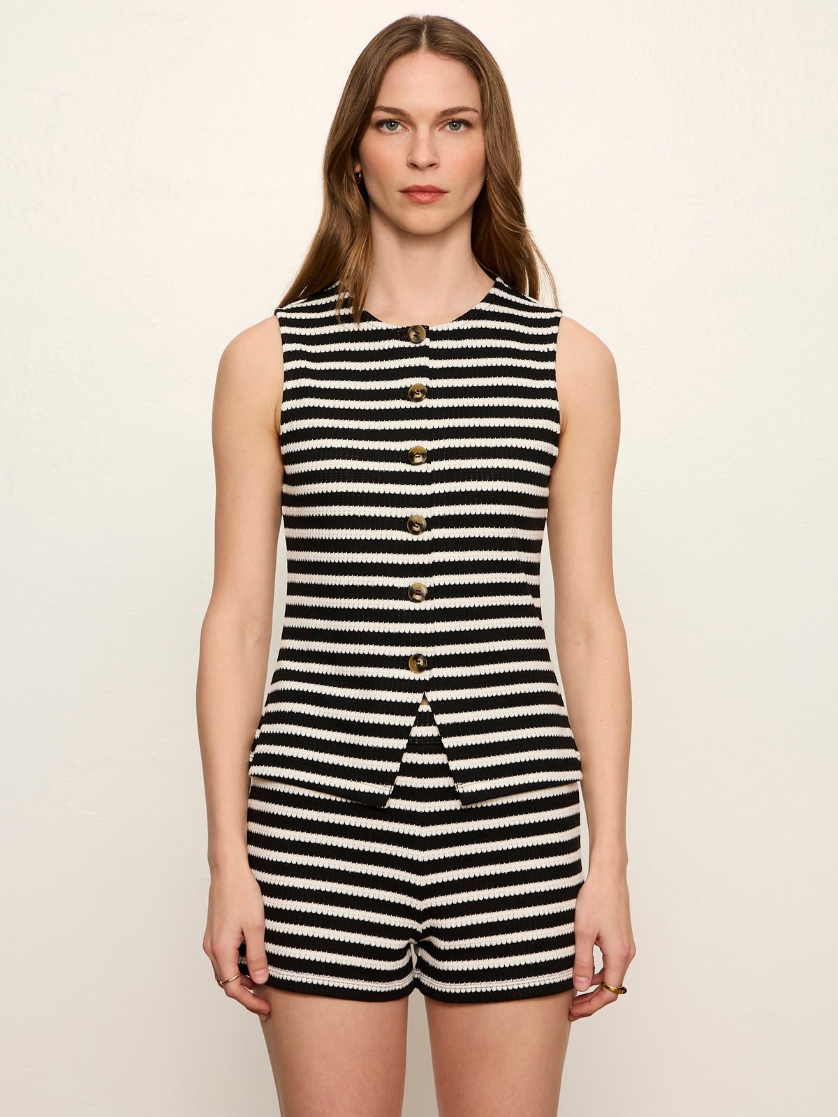 Nothing Extra Knit Vest Black/Chalk Stripe | Sanctuary Clothing