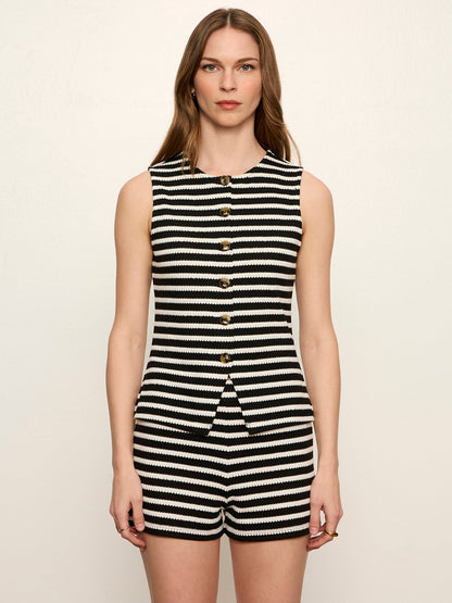 Nothing Extra Knit Vest Black/Chalk Stripe | Sanctuary Clothing