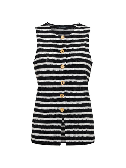 Nothing Extra Knit Vest Black/Chalk Stripe | Sanctuary Clothing