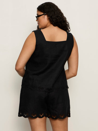 Almost There Linen Top Black Extended Sizing | Sanctuary Clothing