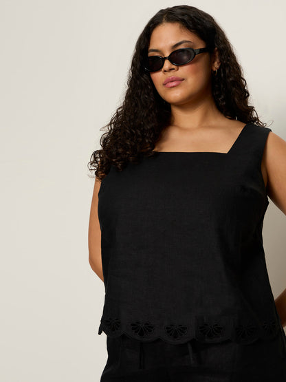 Almost There Linen Top Black Extended Sizing | Sanctuary Clothing