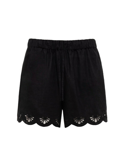 Almost There Linen Shorts Black Extended Sizing | Sanctuary Clothing