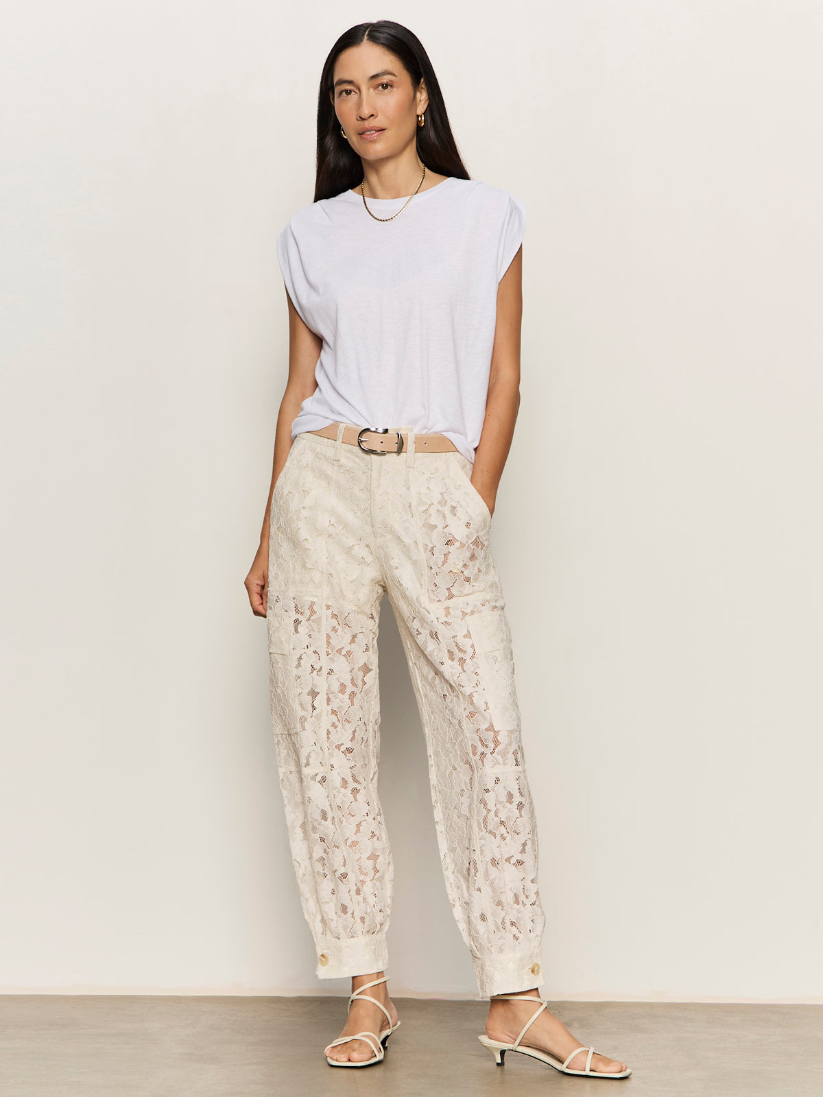 SOFT VOLUME LACE PANT COLLAGEN | Sanctuary Clothing