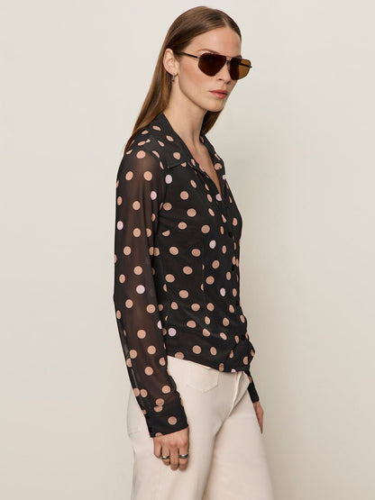 Fitted Mesh Button Down Top Popspot | Sanctuary Clothing