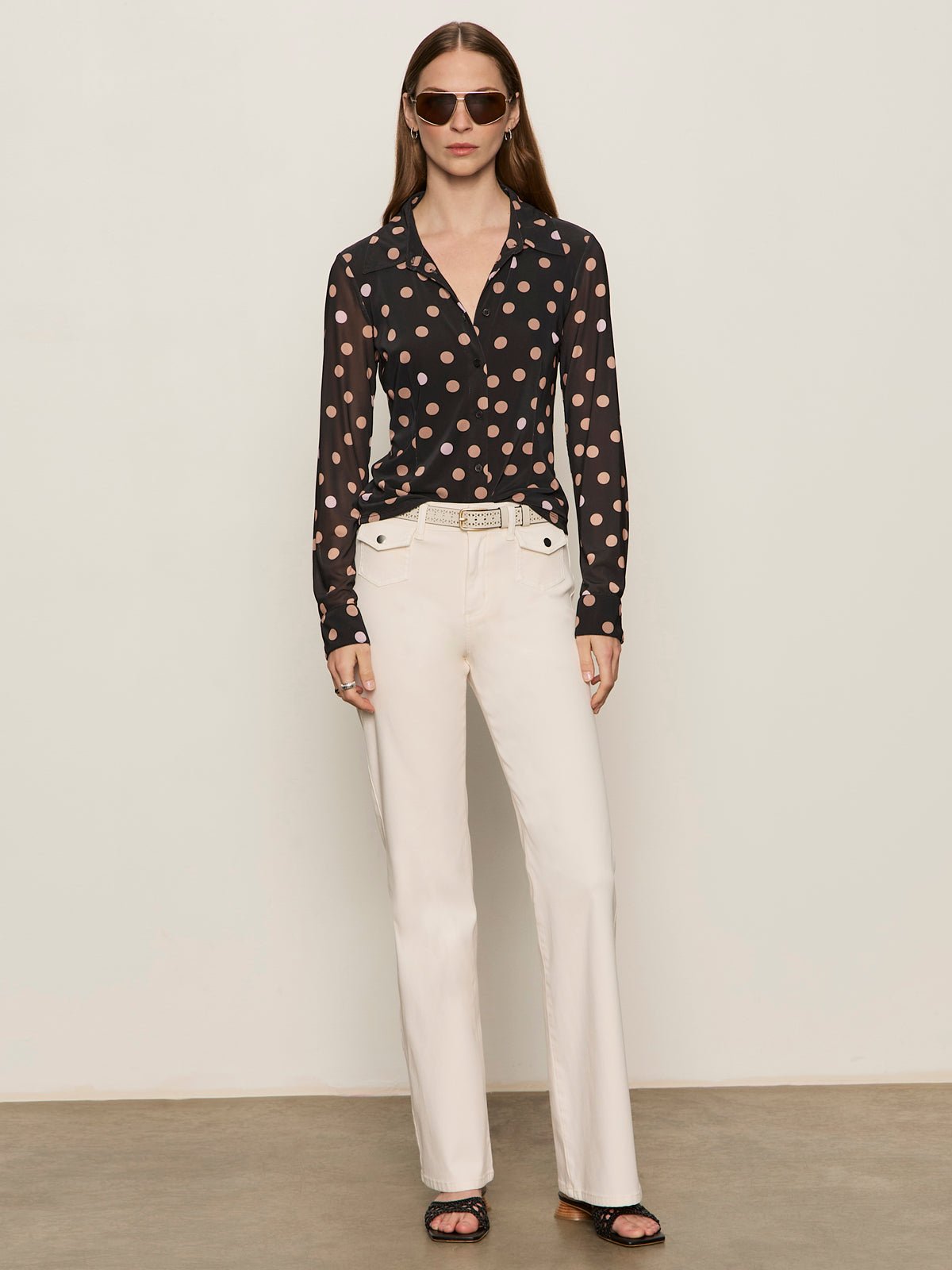 Fitted Mesh Button Down Top Popspot | Sanctuary Clothing