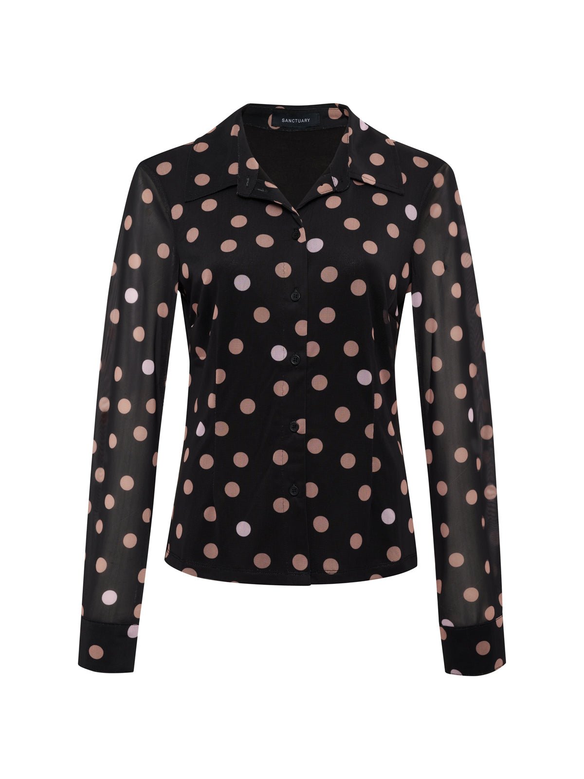 Fitted Mesh Button Down Top Popspot | Sanctuary Clothing