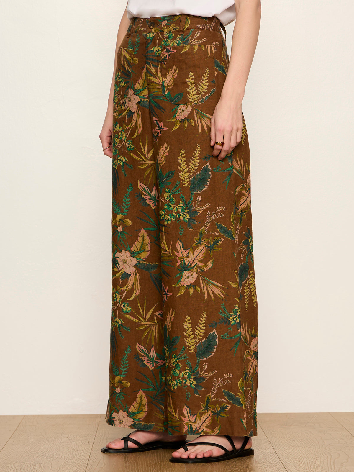 The Linen Marine Wide Leg Pant Vintage Ivy | Sanctuary Clothing