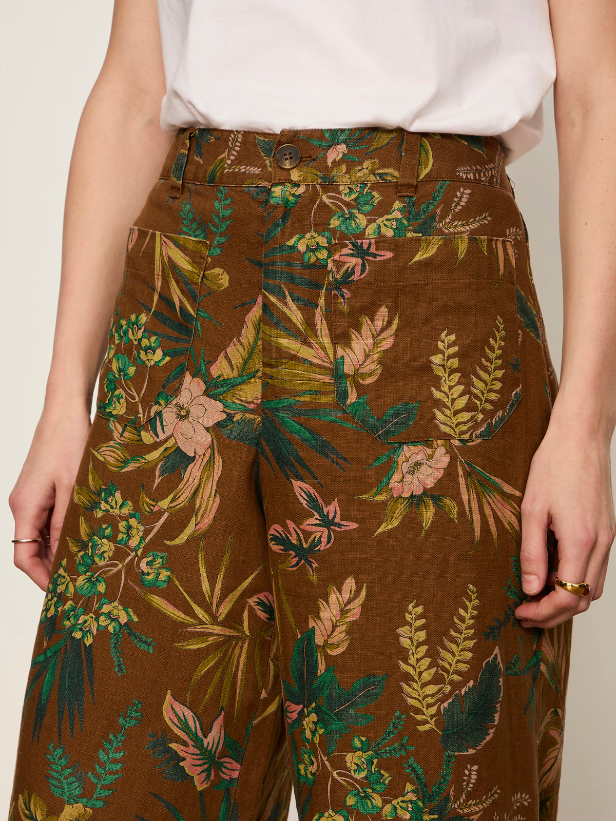 The Linen Marine Wide Leg Pant Vintage Ivy | Sanctuary Clothing