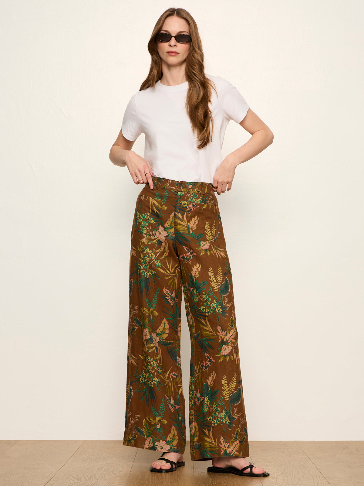 The Linen Marine Wide Leg Pant Vintage Ivy | Sanctuary Clothing