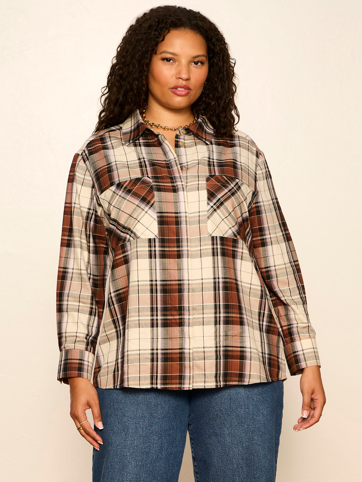 The City Plaid Shirt Haze Plaid Extended Sizing | Sanctuary Clothing