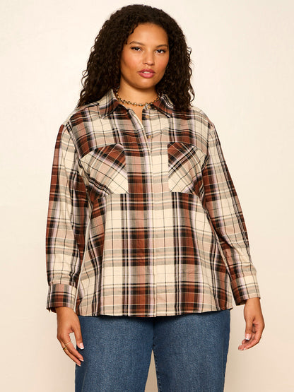 The City Plaid Shirt Haze Plaid Extended Sizing | Sanctuary Clothing