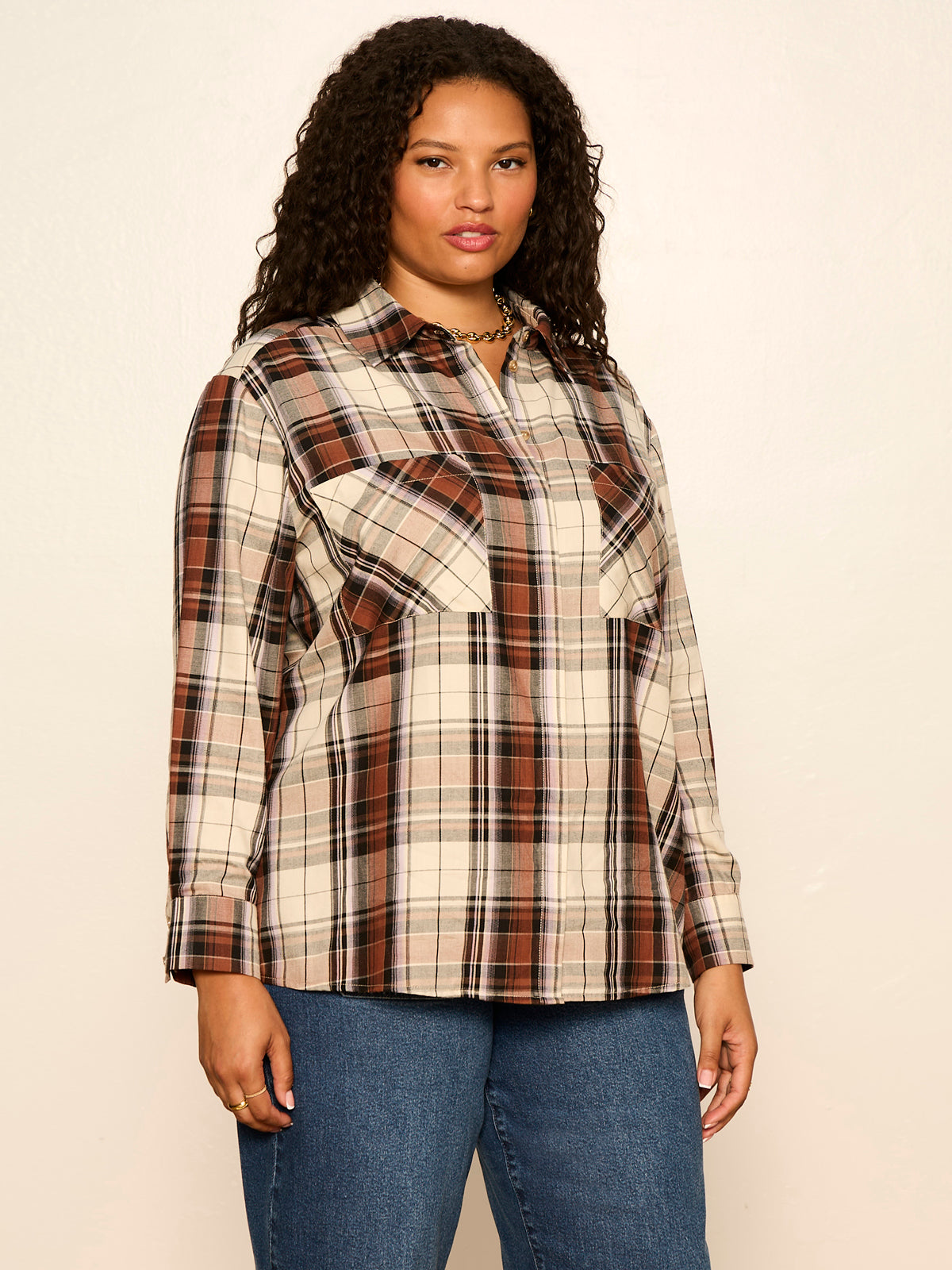 The City Plaid Shirt Haze Plaid Extended Sizing | Sanctuary Clothing