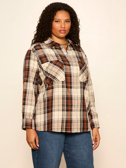 The City Plaid Shirt Haze Plaid Extended Sizing | Sanctuary Clothing