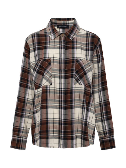 The City Plaid Shirt Haze Plaid Extended Sizing | Sanctuary Clothing