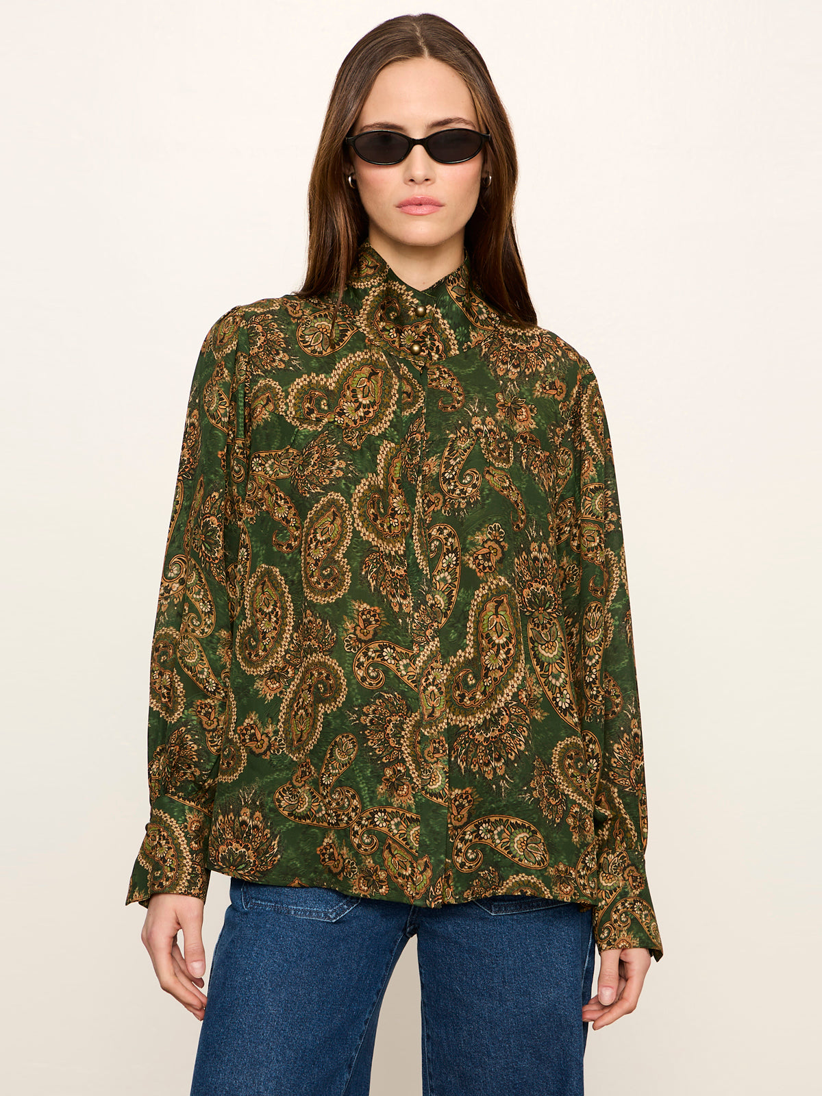 Uma High Neck Silk Shirt Decoratif | Sanctuary Clothing