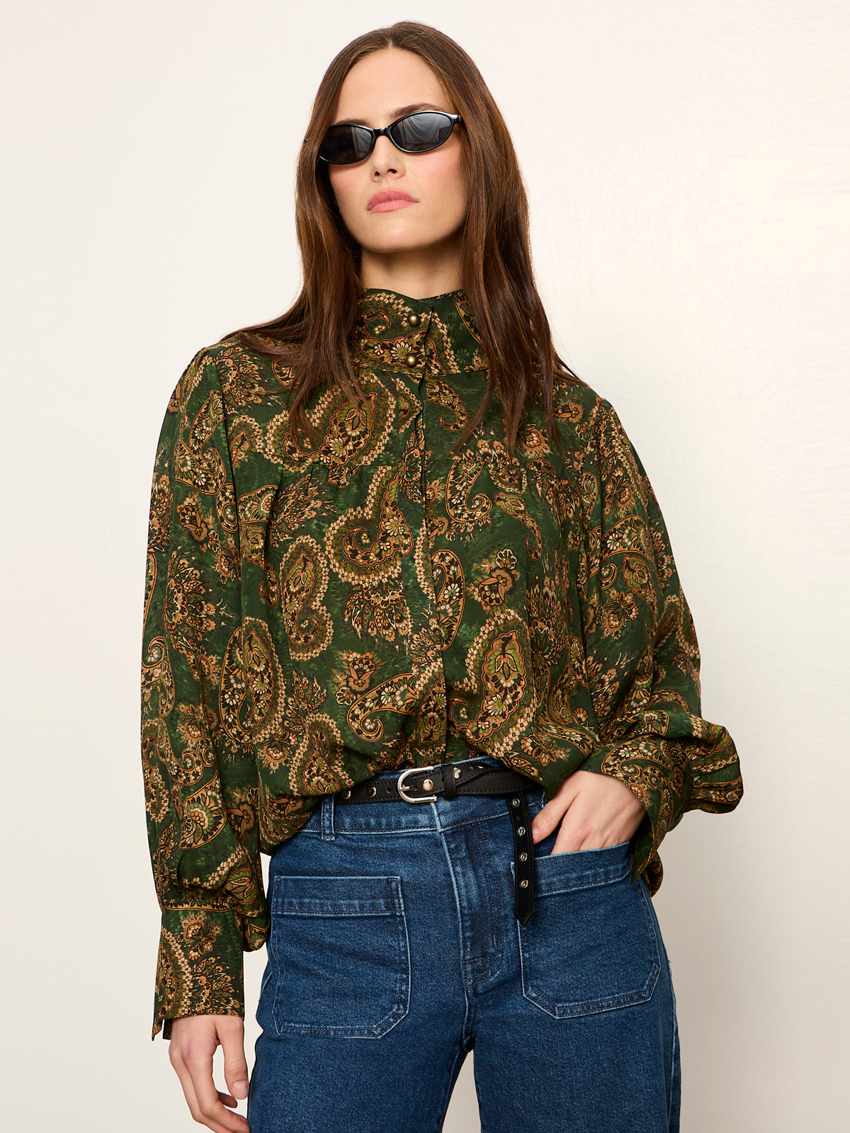 Uma High Neck Silk Shirt Decoratif | Sanctuary Clothing
