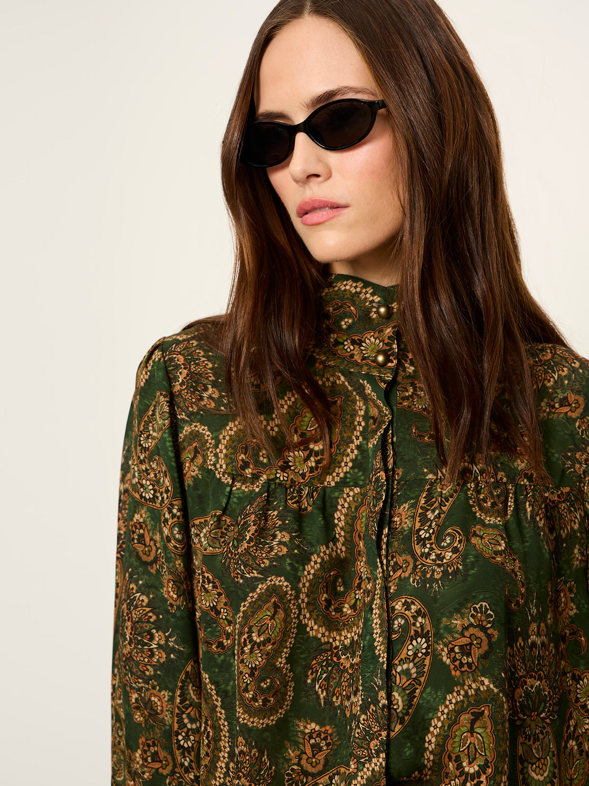 Uma High Neck Silk Shirt Decoratif | Sanctuary Clothing