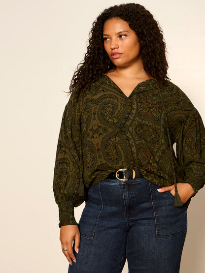 THE MOMENT VOLUME BLOUSE MIDNIGHT MOSS | Sanctuary Clothing