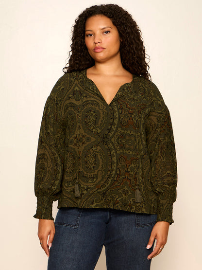 THE MOMENT VOLUME BLOUSE MIDNIGHT MOSS | Sanctuary Clothing
