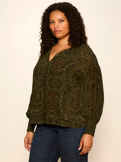THE MOMENT VOLUME BLOUSE MIDNIGHT MOSS | Sanctuary Clothing