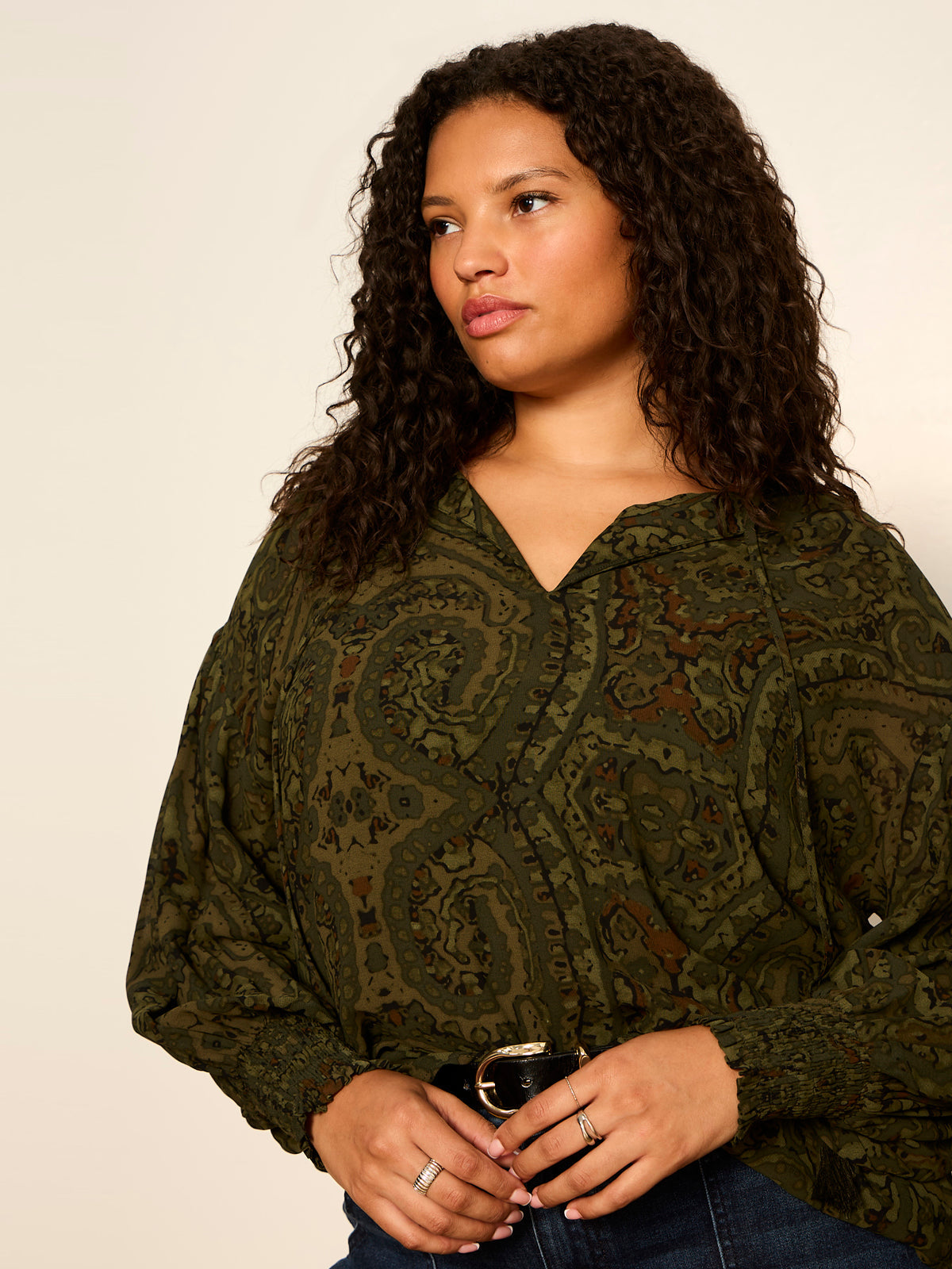 THE MOMENT VOLUME BLOUSE MIDNIGHT MOSS | Sanctuary Clothing