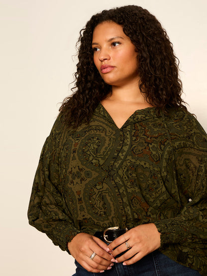 THE MOMENT VOLUME BLOUSE MIDNIGHT MOSS | Sanctuary Clothing