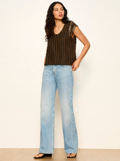 OUTSIDER EMBELLISHED SHELL TOP DARK CUMIN/BLACK STRIPE | Sanctuary Clothing
