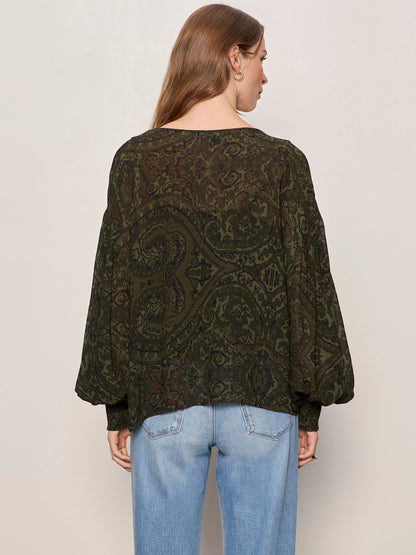 THE MOMENT VOLUME BLOUSE MIDNIGHT MOSS | Sanctuary Clothing