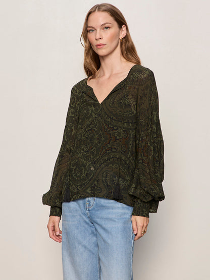 THE MOMENT VOLUME BLOUSE MIDNIGHT MOSS | Sanctuary Clothing