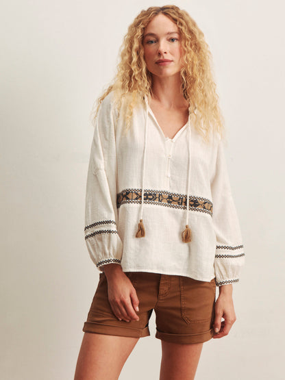 RETREAT EMBROIDERED BLOUSE CHALK | Sanctuary Clothing