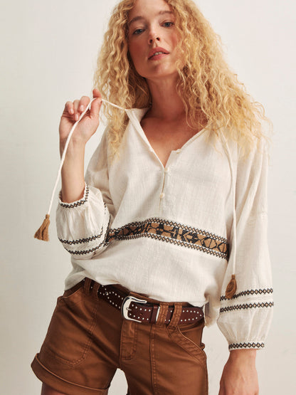 RETREAT EMBROIDERED BLOUSE CHALK | Sanctuary Clothing