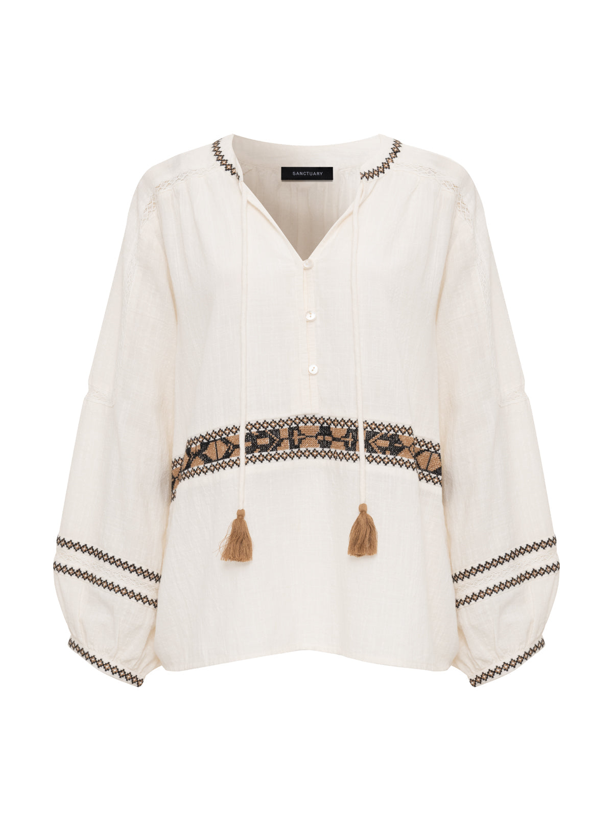 RETREAT EMBROIDERED BLOUSE CHALK | Sanctuary Clothing