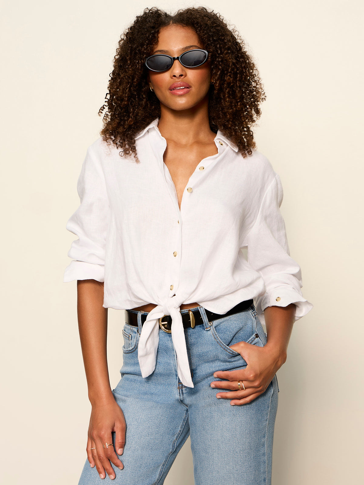 MORE LOVE LINEN TIE TOP WHITE | Sanctuary Clothing