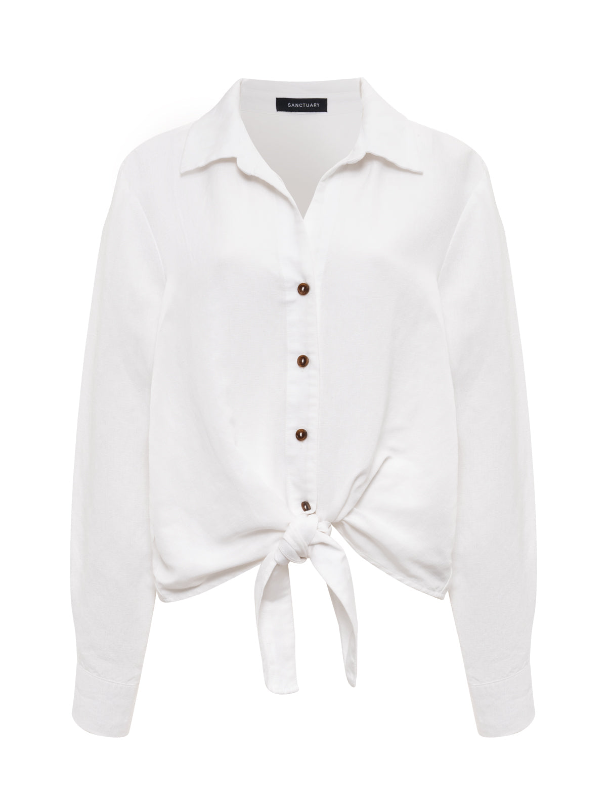 MORE LOVE LINEN TIE TOP WHITE | Sanctuary Clothing