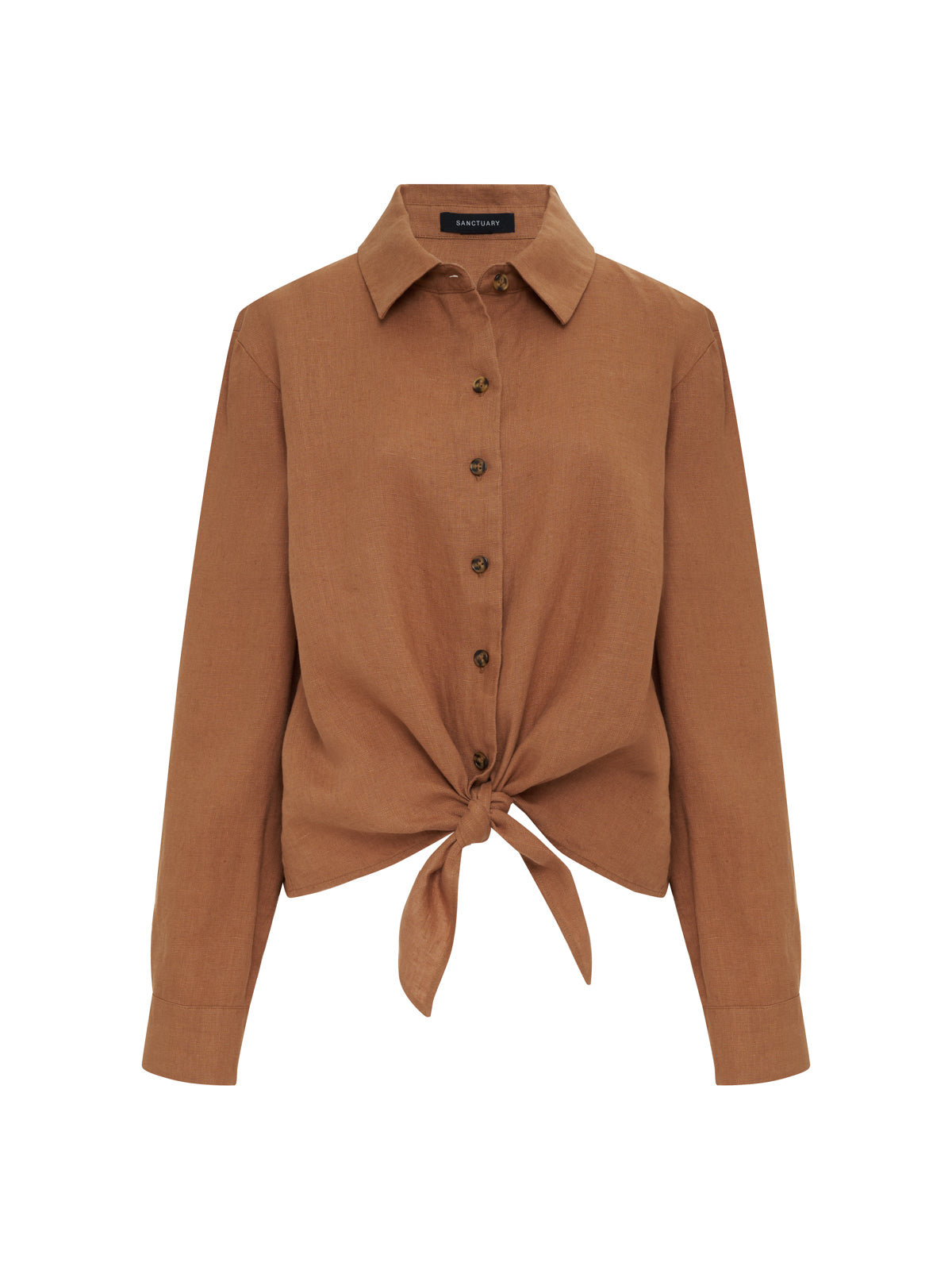 MORE LOVE LINEN TIE TOP TOASTED COCONUT | Sanctuary Clothing