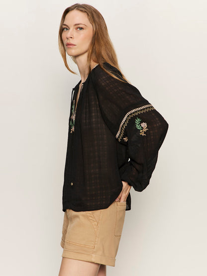 RAYE EMBROIDERED BLOUSE BLACK | Sanctuary Clothing