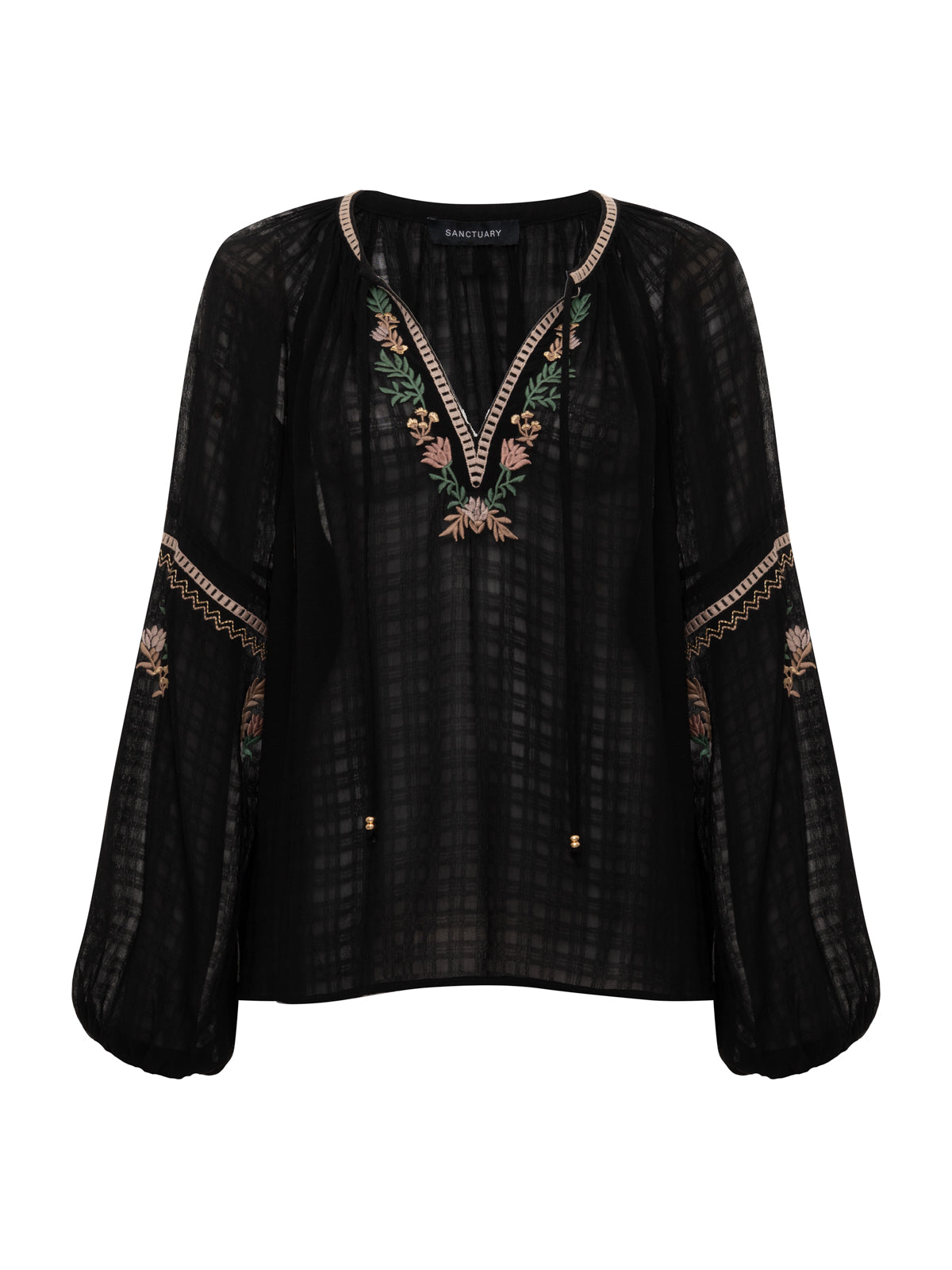 RAYE EMBROIDERED BLOUSE BLACK | Sanctuary Clothing
