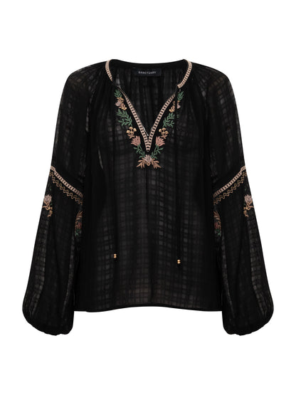 RAYE EMBROIDERED BLOUSE BLACK | Sanctuary Clothing