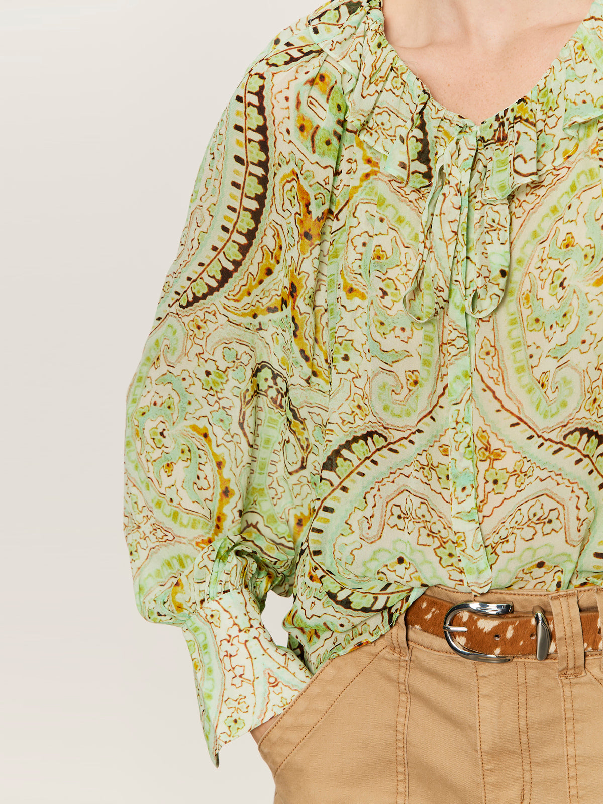 SHEER ELEGANCE VOLUME BLOUSE VERDE BOHEME | Sanctuary Clothing